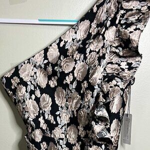 Saylor Madyson One-Shoulder Rose Jacquard Mini Cocktail Dress Size S